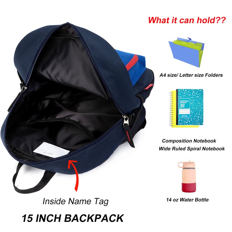 HawLander Little Kids Backpack for Boys or Girls, Toddler School Bag Fits 3 to 6 years old, Navy blue, 15 Inch - Image 5